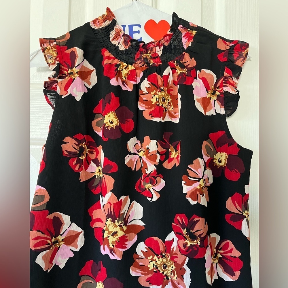 J. Crew XS ruffle neck and flutter sleeve top - Picture 2 of 10